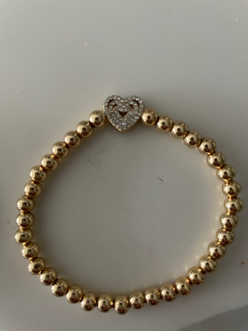 Gold Beaded w/CZ’s Heart Stretch Bracelets - Women Jewelry - Picture 5 of 8